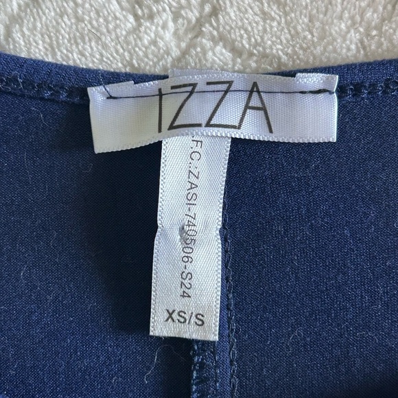 Izza Embellished Frida Navy Ruffled Sleeve T-shirt Size XS/S - Picture 7 of 9